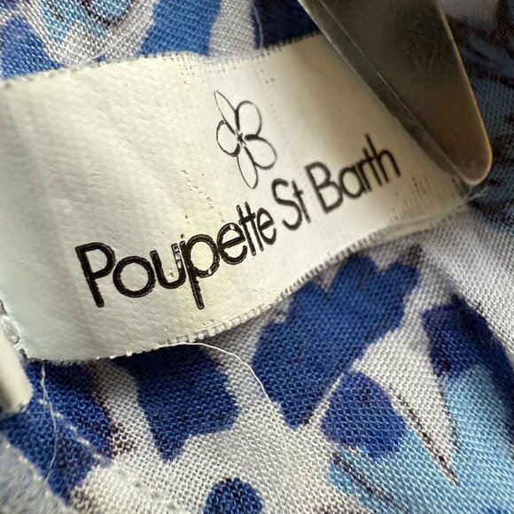 Poupette St Barth Size L Blue Floral Camila Ruffled Mini Tiered Dress - Picture 6 of 16